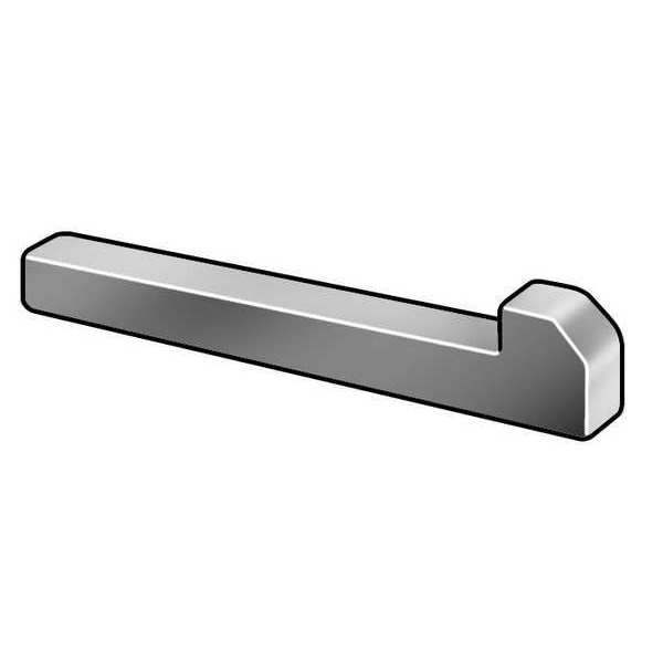 Tapered Gib Head Machine Key, Tapered Gib End, Steel, Plain, 3 in L, 3/16 in Sq