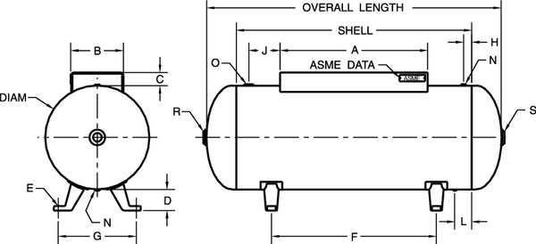 Tank, Air, 120 G, 200 PSI