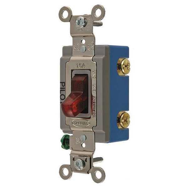 Wall Swtch, 1-Pole, 120/277V, 15A, Red, Toggl