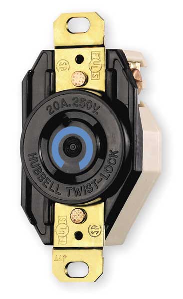 20A Twist-Lock Receptacle 2P 3W 250VAC L6-20R BK