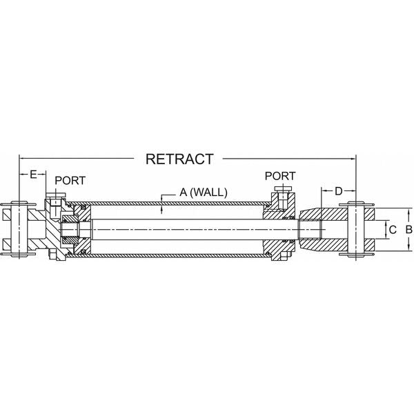 Hydraulic Cylinder, 2 In Bore, 8 In Stroke