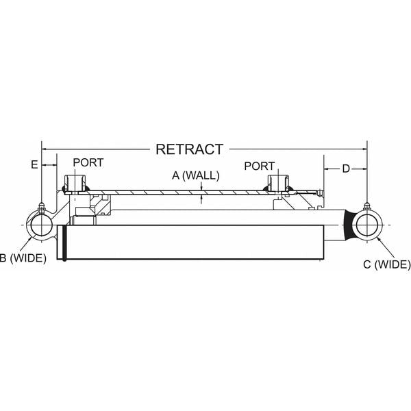 Hydraulic Cylinder, 4 In Bore, 6 In Stroke