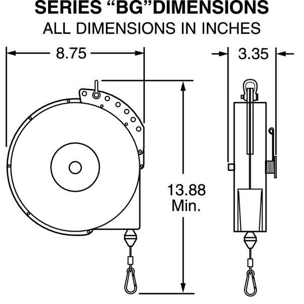 Tool Retractor, 8.0 Ft, For 10.0-15.0 Lb