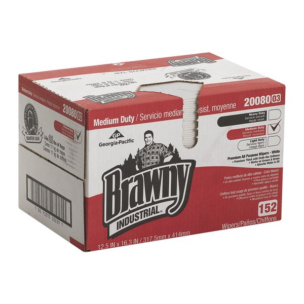 Dry Wipe, White, Dispenser Box, Double Recreped (DRC), 152 Wipes, 12 1/2 in x 16 1/4 in