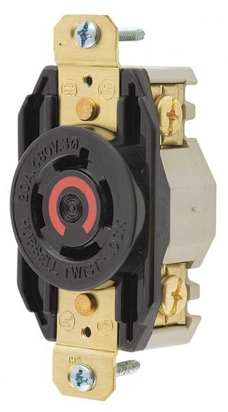 20A Twist-Lock Receptacle 3P 4W 480VAC L16-20R BK