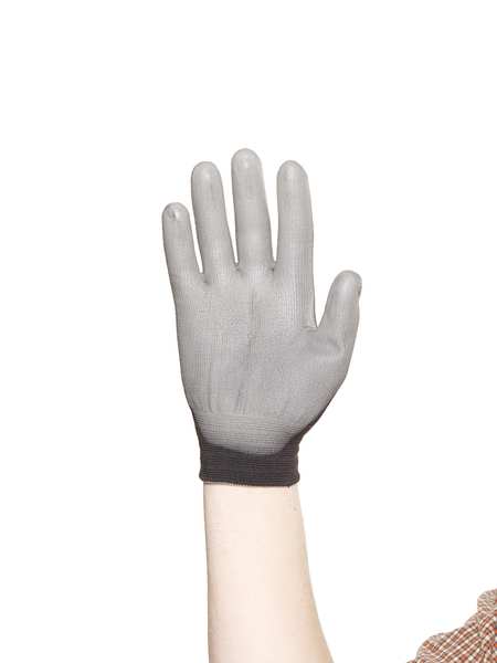 Polyurethane Coated Gloves, Palm Coverage, Black, 9, PR