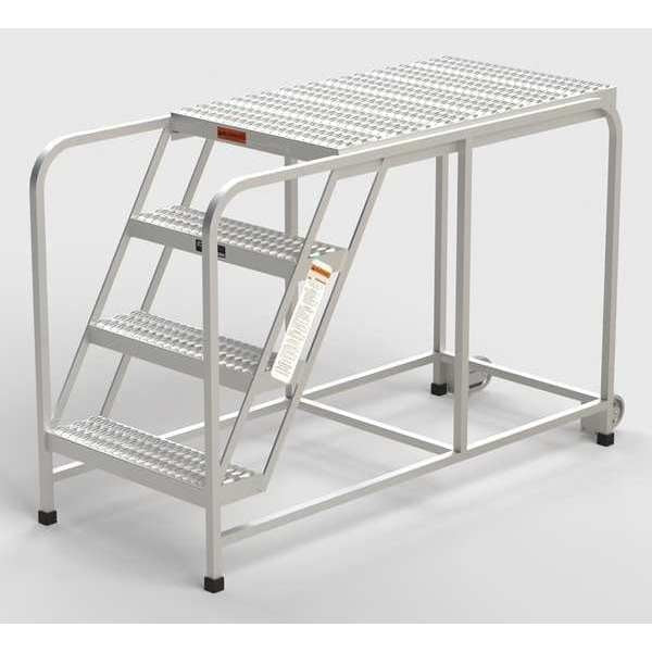 Aluminum Mobile Work Platform, 4 Steps, No Handrails, 42