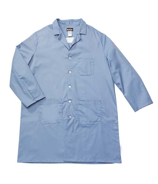 Flame Resistant Lab Coat, Light Blue, Cotton, L
