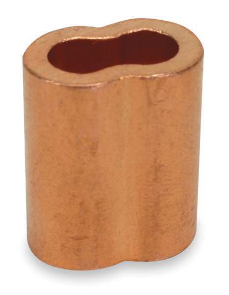 Wire Rope Sleeve, 3/32 In, Copper, PK25