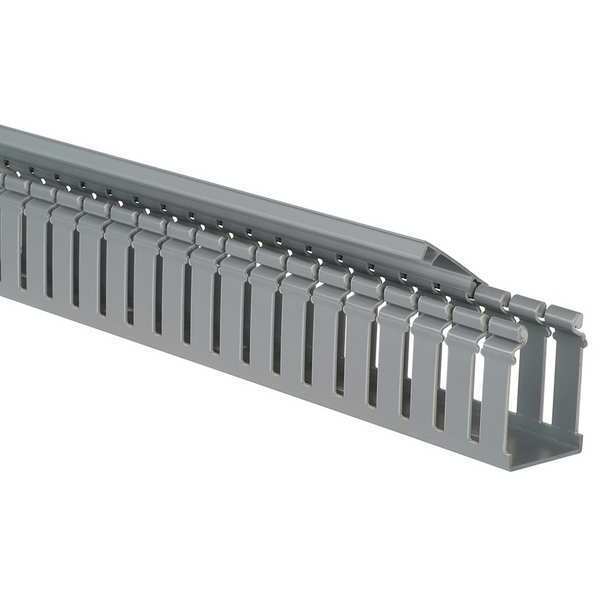 Wire Duct, Wide Slot, Gray, L 6 Ft