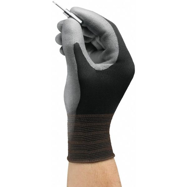 Polyurethane Coated Gloves, Palm Coverage, Black, 9, PR