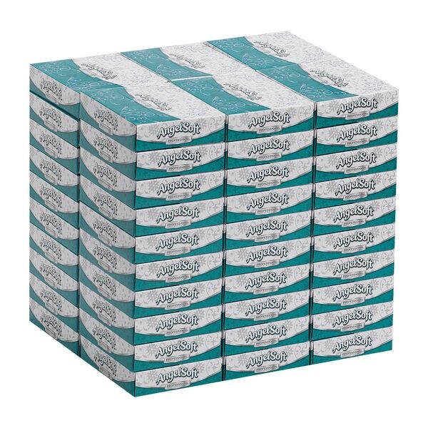 Facial Tissue. Angel Soft Professional Series, 2 Ply, 5 1/2 in x 7 1/4 in, 50 Sheets/Box, 60 Pack