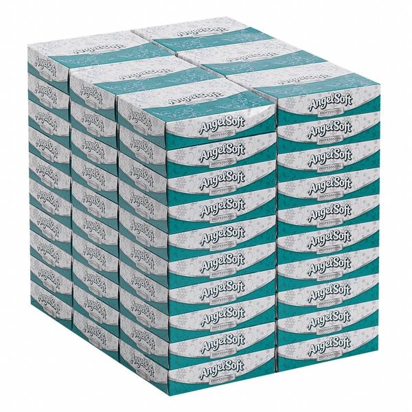 Facial Tissue. Angel Soft Professional Series, 2 Ply, 5 1/2 in x 7 1/4 in, 50 Sheets/Box, 60 Pack