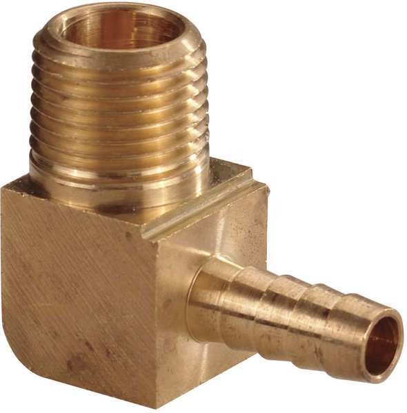 90 Degrees Elbow Crimped or Hose Clamp, 1/4 in Hose I.D, 1/4 in Thread