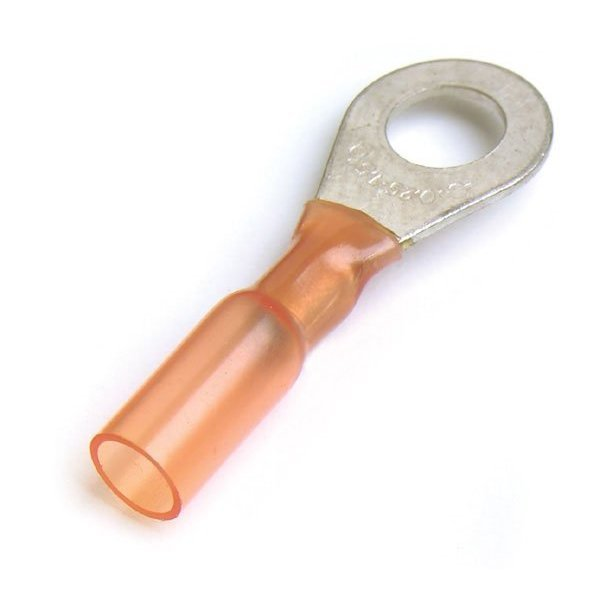 22-18 AWG Heat Shrink Ring Terminal #10 Stud PK, Connection Material: Tin-Plated Copper