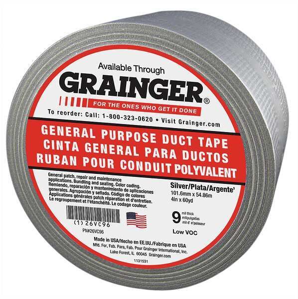 Duct Tape, 4 In. x 60 yd., Silver9 mil