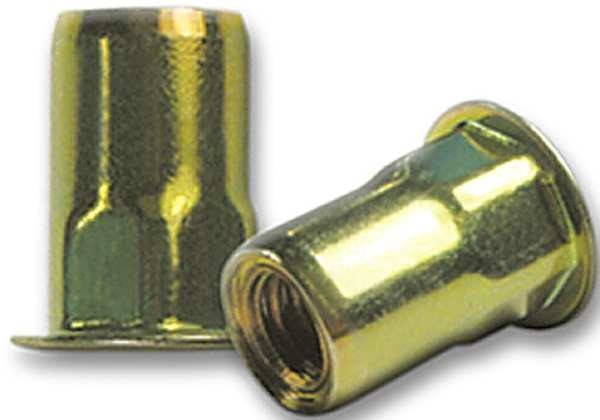 Rivet Nut, #10-32 Thread Size, 0.39 in Flange Dia., 0.435 in L, Steel, 100 PK