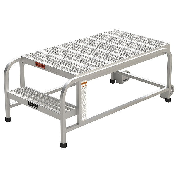 Aluminum Mobile Work Platform, 2 Steps, No Handrails, 42