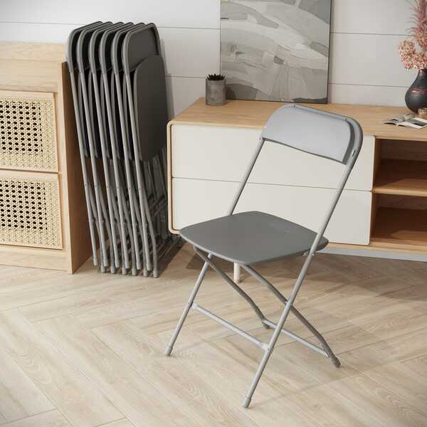 Hercules Series Plastic Folding Chair Grey - 2 Pack 650LB Weight Capacity Comfortable Event Chair-Lightweight Folding Chair