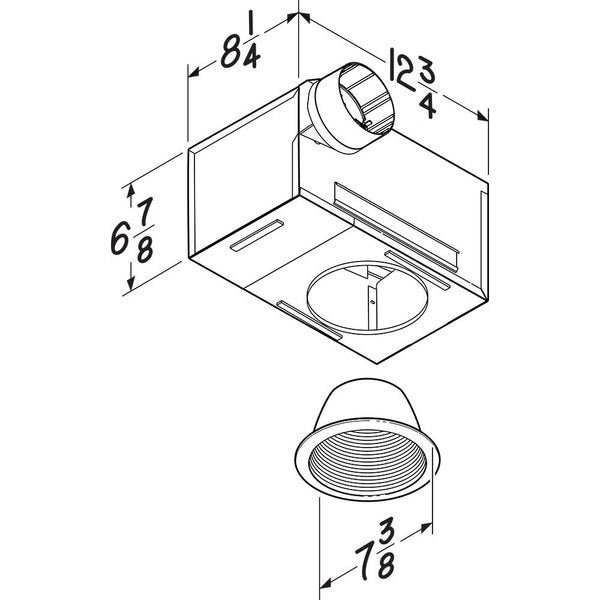 Roomside 80 CFM Decorative Ventilation Fan Light