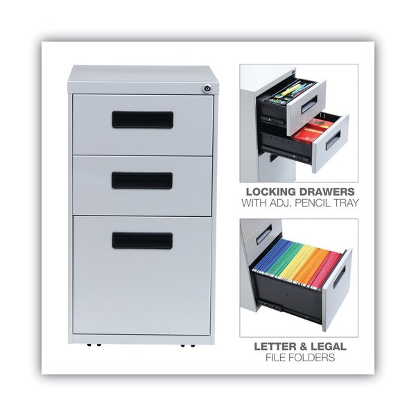 14.96 in W 3 Drawer File Cabinets, Light Gray