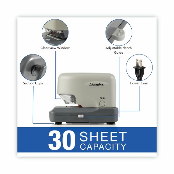 High Volume Electric Stapler, 30 Sht, Gray
