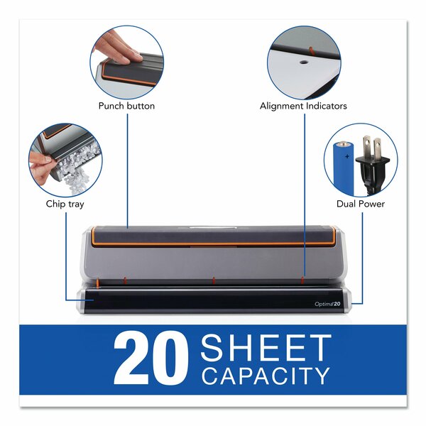 Electric 3 Hole Punch, 20 Sheet, Silver