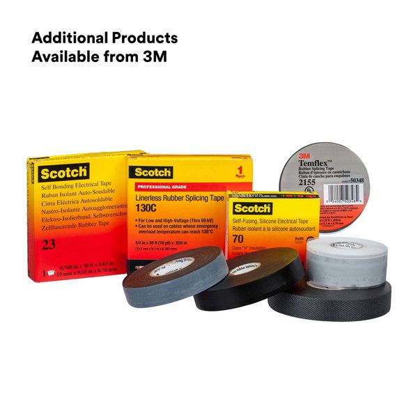 Silicone Electrical Tape, 70, Scotch, 1 in W x 30 ft L, 12 mil thick, Gray, 1 Pack