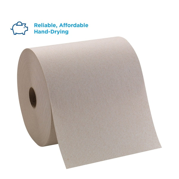 Pacific Blue Basic Hardwound Paper Towels, Continuous Roll, 7 7/8 in W, 800 ft, Brown, 6 Pack