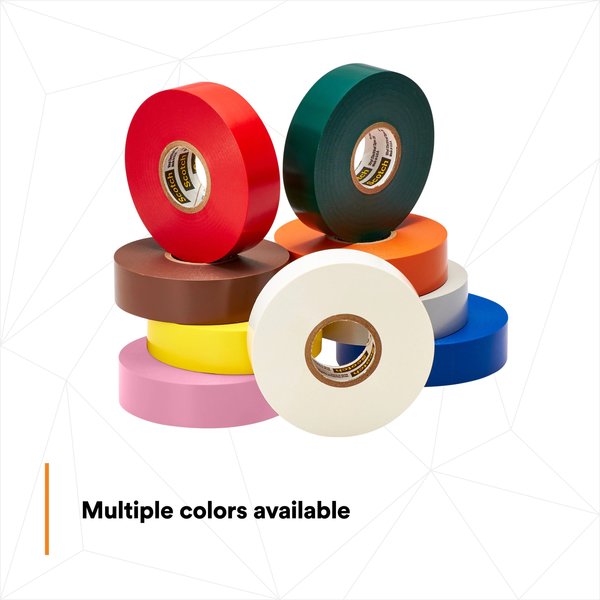 Vinyl Electrical Tape, 35, Scotch, 3/4 in W x 66 ft L, 7 mil thick, Pink, 1 Pack