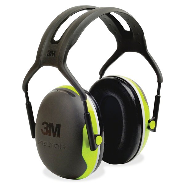 Peltor X4 Over-the-Head Earmuffs, Dielectric, Passive, NRR 27 dB, Foam, Black/Chartreuse