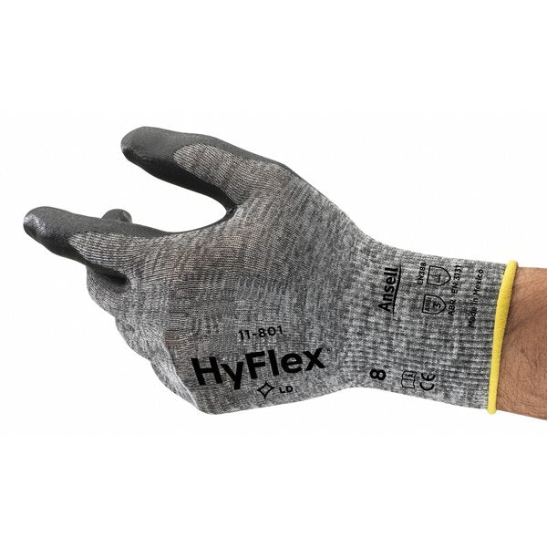 Hyflex, Foam Nitrile Coated Gloves, Palm Coverage, Black, Abrasion Level 3, Large (Size 9), 1 Pair