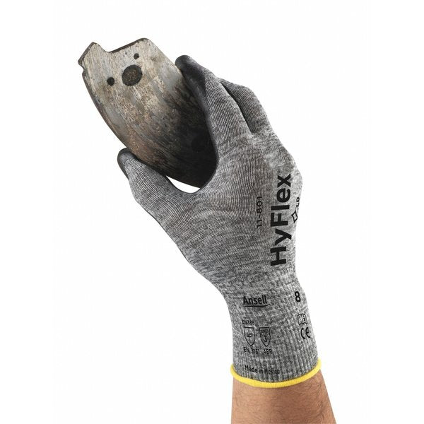 Hyflex, Foam Nitrile Coated Gloves, Palm Coverage, Black, Abrasion Level 3, Large (Size 9), 1 Pair