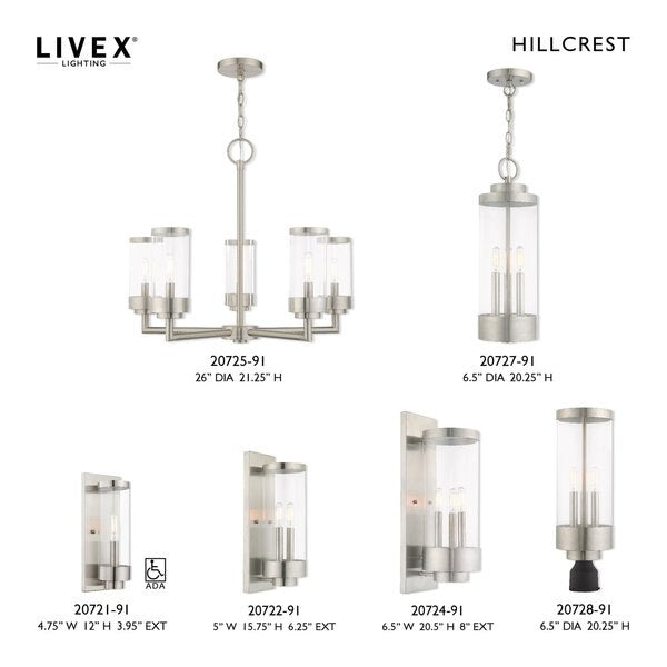 Hillcrest 1 Light Brushed Nickel Outdoor