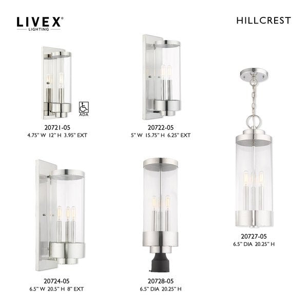 Hillcrest 3 Light Polished Chrome Outdoo