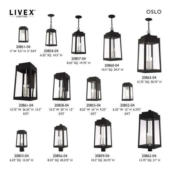 Oslo 1 Light Black Outdoor Wall Lantern