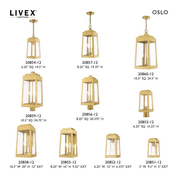 Oslo 3 Light Satin Brass Outdoor Pendant