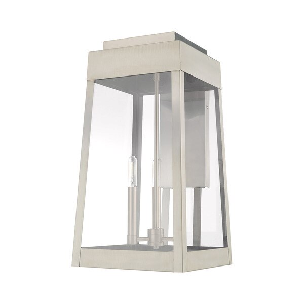 Oslo 3 Light Brushed Nickel Outdoor Wall Lantern