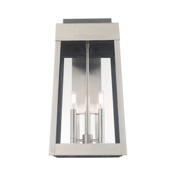Oslo 3 Light Brushed Nickel Outdoor Wall Lantern
