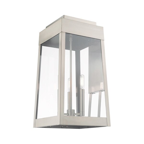 Oslo 3 Light Brushed Nickel Outdoor Wall Lantern
