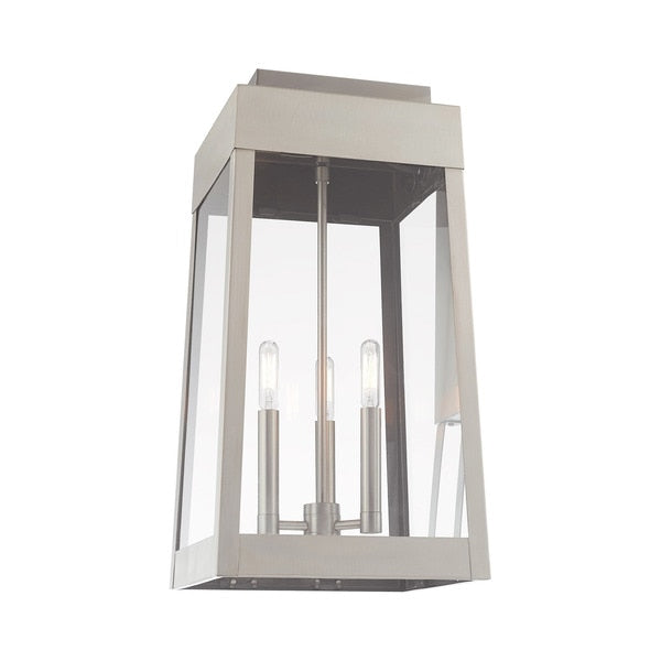 Oslo 3 Light Brushed Nickel Outdoor Wall Lantern