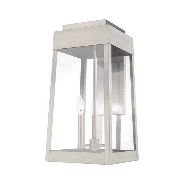 Oslo 3 Light Brushed Nickel Outdoor Wall Lantern