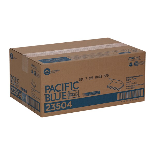 Pacific Blue Basic Single Fold Paper Towels, 1, 250, Brown, 16 PK