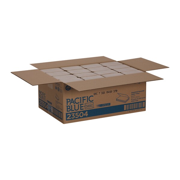 Pacific Blue Basic Single Fold Paper Towels, 1, 250, Brown, 16 PK