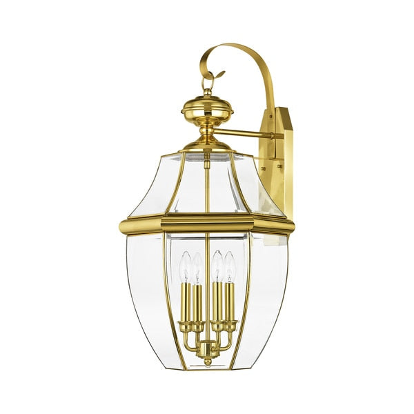 Monterey 4 Light Polished Brass Outdoor Wall Lantern
