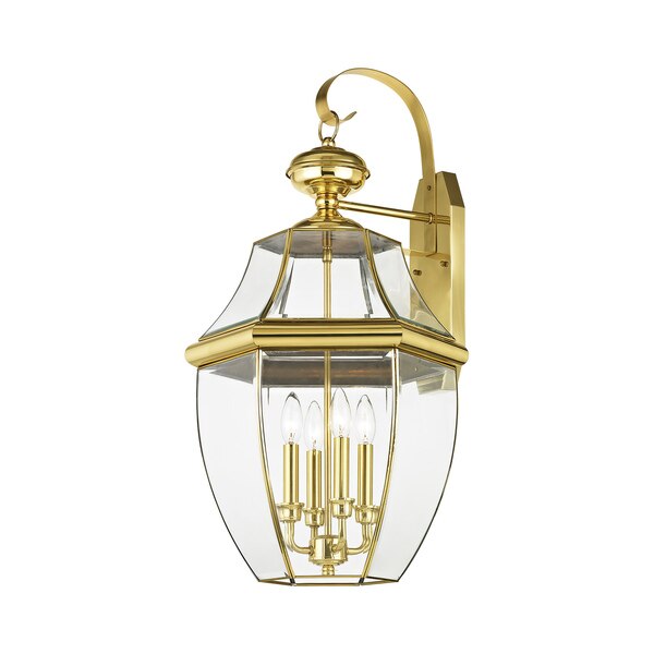 Monterey 4 Light Polished Brass Outdoor Wall Lantern