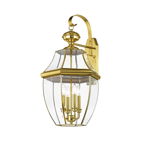 Monterey 4 Light Polished Brass Outdoor Wall Lantern
