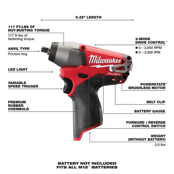 Impact Wrench, Cordless, Compact, 12VDC