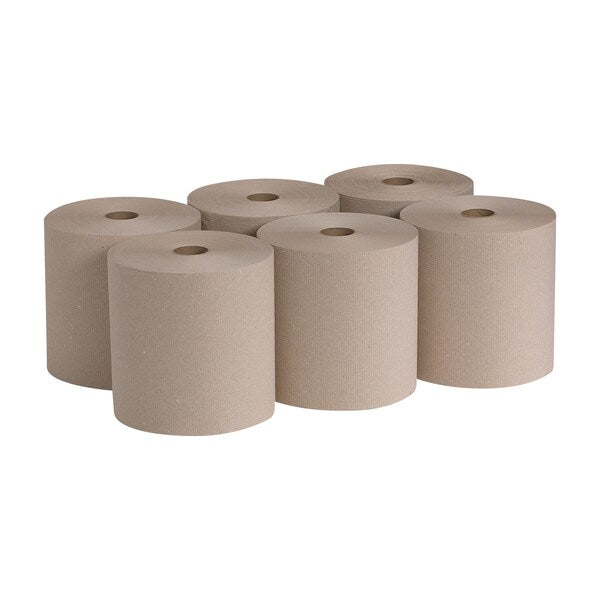Pacific Blue Basic Hardwound Paper Towels, Continuous Roll, 7 7/8 in W, 800 ft, Brown, 6 Pack