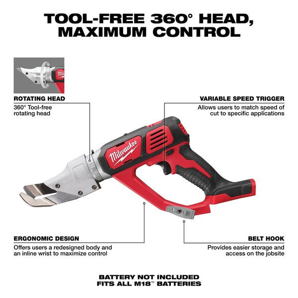 M18â¢ 18V 18-Gauge Cordless Single Cut Metal Shear (Bare Tool)